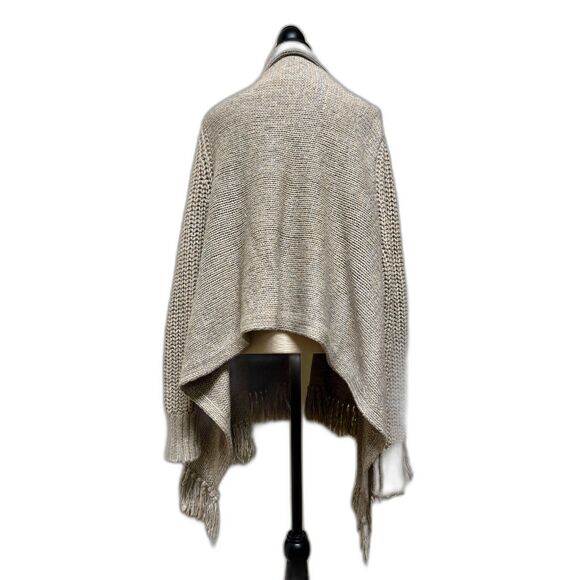 VICTORIA'S SECRET Wool/Alpaca Blend Fringed Open Cardigan/Shawl, Sz L - Picture 2 of 8